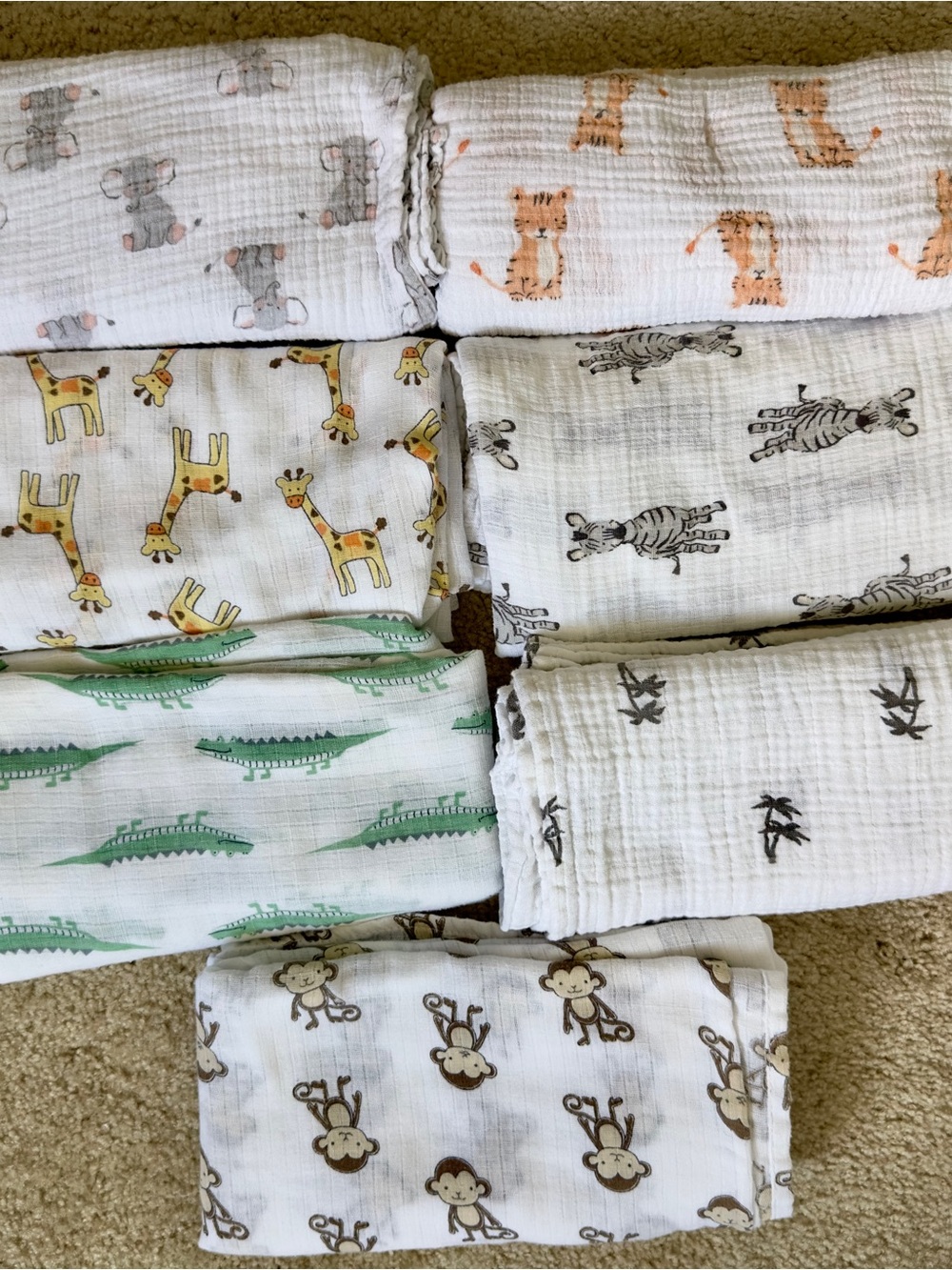 aden + anais White Baby Muslin Swaddle Set with Animal Prints